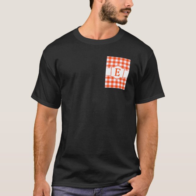 Orange och vit buffalo Play Monogrammed Brev T Shirt (Framsida)