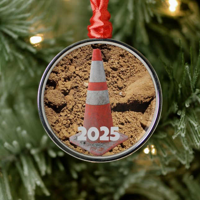 Orange och Vit byggnadskonsol, Dirt. Julgransprydnad Metall (Träd)
