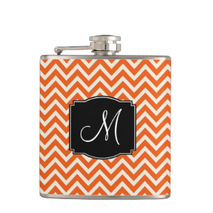 Orange och vit Chevron Mönster med Monogram Fickplunta
