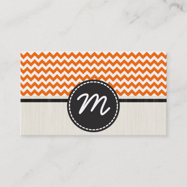 Orange och vit Chevron Zigzag Mönster 2 Visitkort (Framsida)