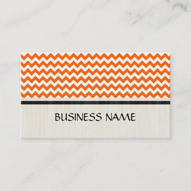 Orange och vit Chevron Zigzag Mönster Visitkort (Framsida)