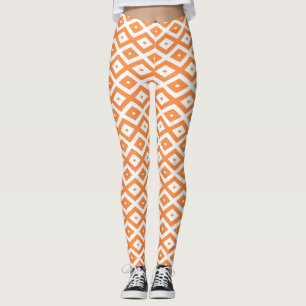 Orange och vit diamant mönster leggings