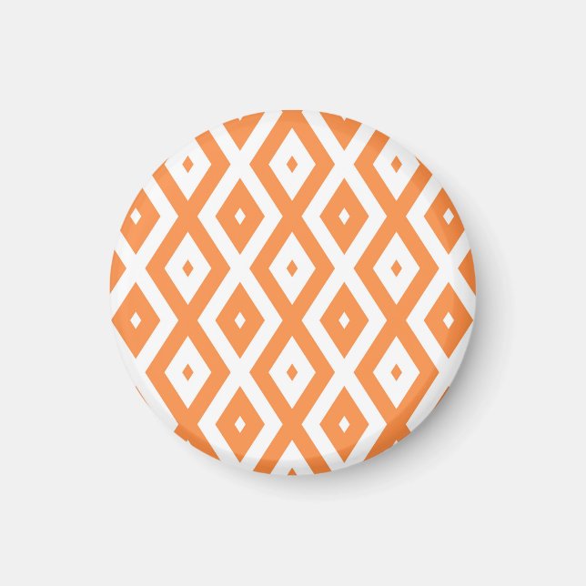 Orange och vit diamant mönster magnet (Framsidan)