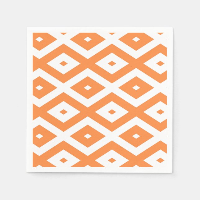 Orange och vit diamant mönster pappersservett (Framsidan)