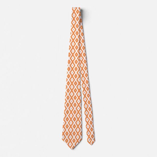 Orange och vit diamant mönster slips (Framsida)