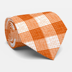Orange och vit djärv rutig plaggdesign slips