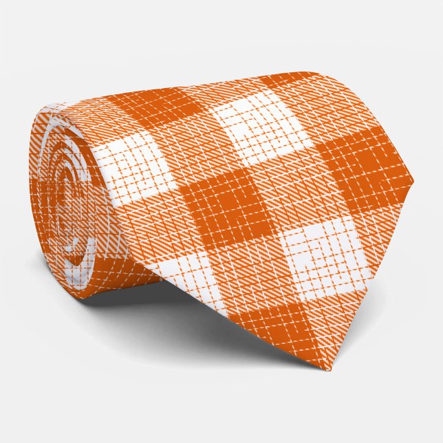 Orange och vit djärv rutig plaggdesign  slips (Skapare uppladdad)
