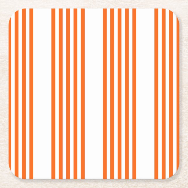 Orange och vit fem rand mönster underlägg papper kvadrat (Framsidan)