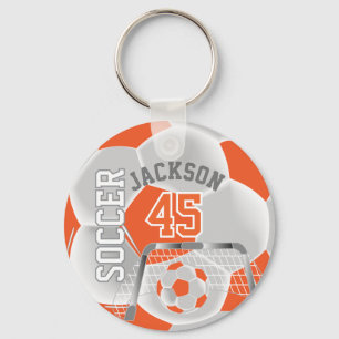 Orange och vit idrott ⚽ Boll Nyckelring