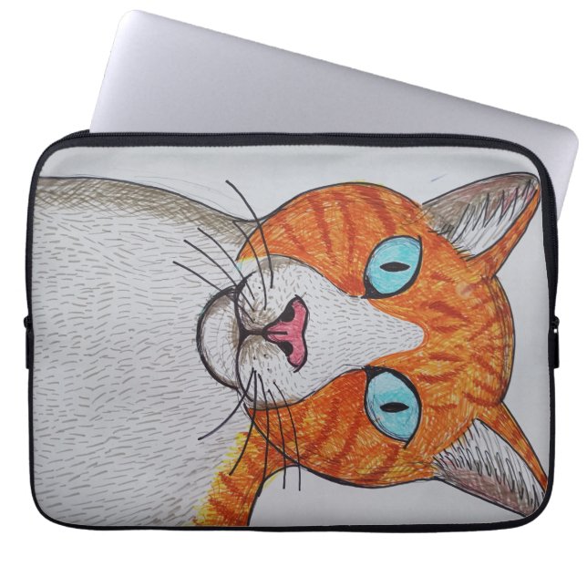 Orange och vit katt Elektronikväska Laptop Fodral (Framsidan)