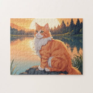 Orange och vit katt pussel