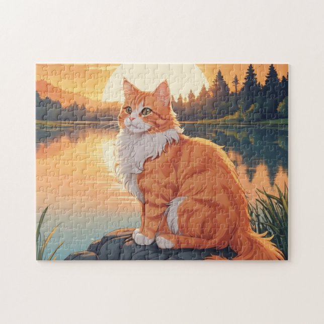 Orange och vit katt pussel (Horisontell)