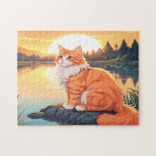 Orange och vit katt pussel