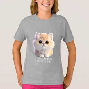 Orange och vit kattkatt t shirt
