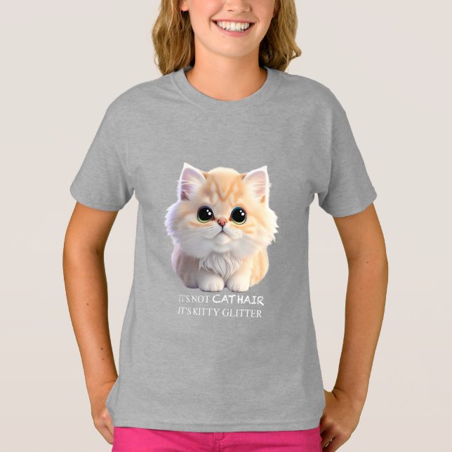 Orange och vit kattkatt t shirt (Framsida)