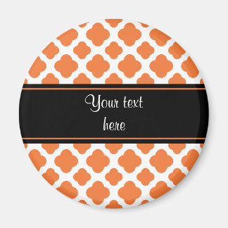 Orange och vit kvatrefoil Mönster Magnet