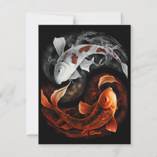 Orange och vit Lucky Koi Fish Japan Art