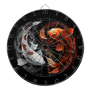 Orange och vit Lucky Koi Fish Japan Art Darttavla