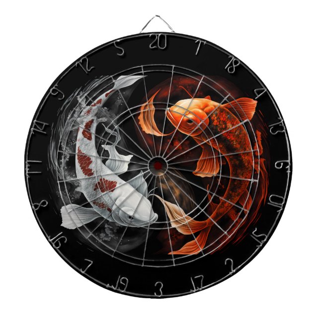 Orange och vit Lucky Koi Fish Japan Art Darttavla (Framsidan)