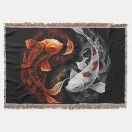 Orange och vit Lucky Koi Fish Japan Art Filt