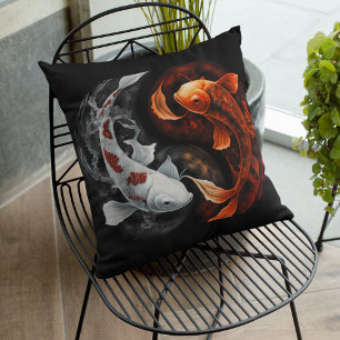 Orange och vit Lucky Koi Fish Japan Art Kudde