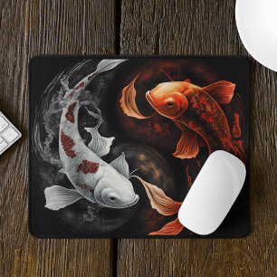 Orange och vit Lucky Koi Fish Japan Art Musmatta