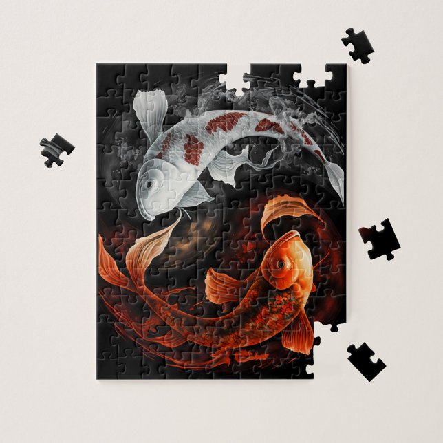Orange och vit Lucky Koi Fish Japan Art Pussel (Skapare uppladdad)