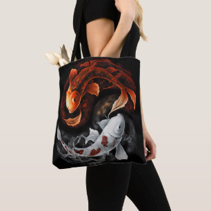 Orange och vit Lucky Koi Fish Japan Art Tygkasse