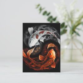 Orange och vit Lucky Koi Fish Japan Art Vykort