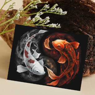 Orange och vit Lucky Koi Fish Japan Art Vykort