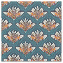 Orange och vit mask på Blue Fabric