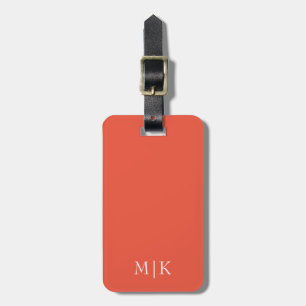Orange och Vit Modernt Monogram Bagagebricka