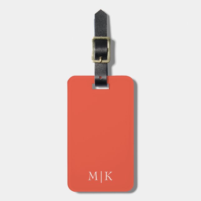Orange och Vit | Modernt Monogram Bagagebricka (Vertikal Framsida)
