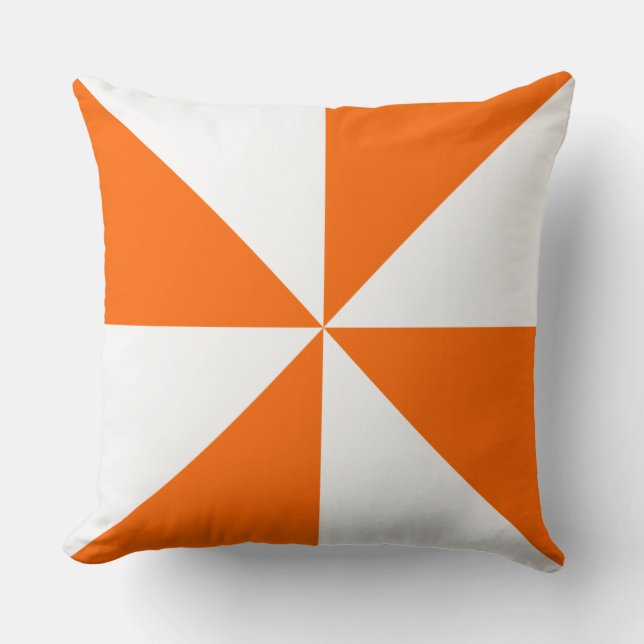 Orange och vit pinwheel kudde (Framsida)