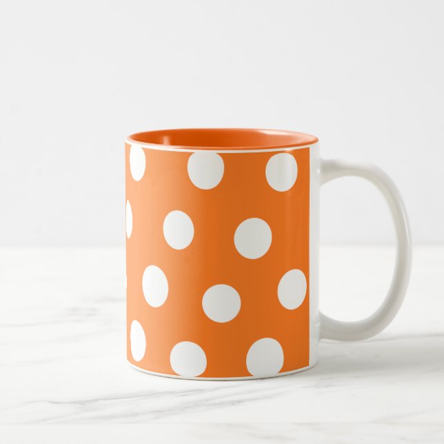 Orange och vit polka punkt mugg (Höger)