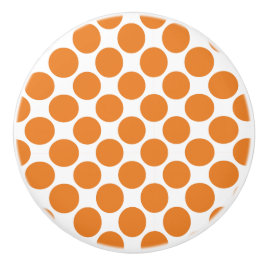 Orange och vit prickig keramisk knopp