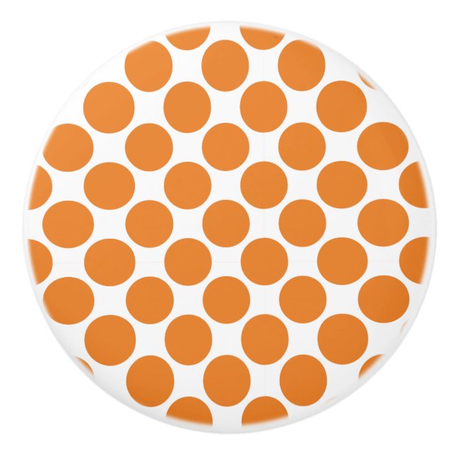 Orange och vit prickig keramisk knopp (Framsidan)