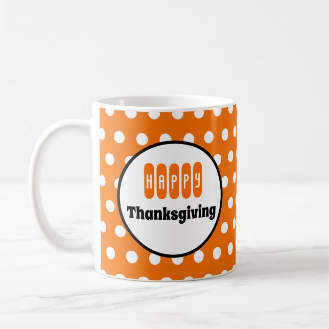 Orange och vit prickig Thanksgiving Kaffemugg (Vänster)