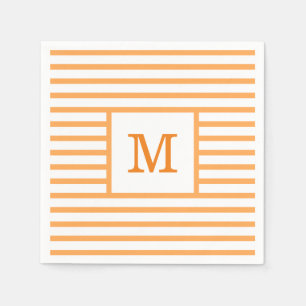 Orange och vit Rand Anpassningsbar Monogram Pappersservett