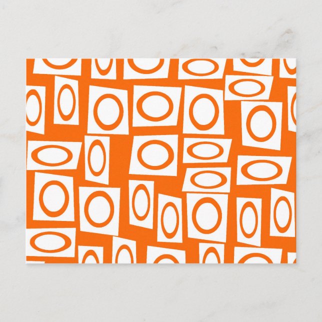 Orange och vit Roligt, cirkel Mönster Vykort (Framsida)