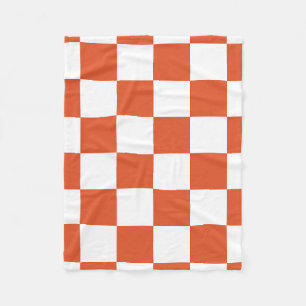 Orange och vit rutigt mönster fleecefilt
