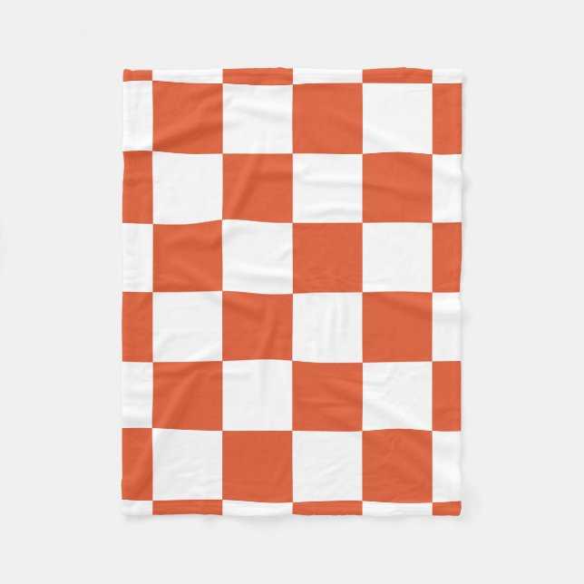 Orange och vit rutigt mönster fleecefilt (Framsidan)