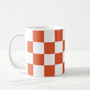 Orange och vit rutigt mönster kaffemugg
