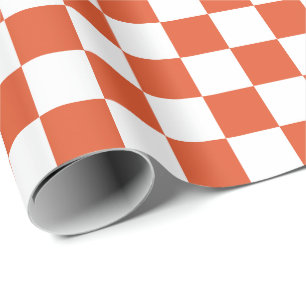 Orange och vit rutigt mönster presentpapper