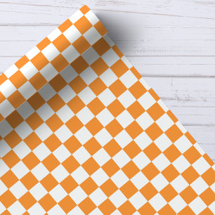 Orange och vit rutigt mönster presentpapper
