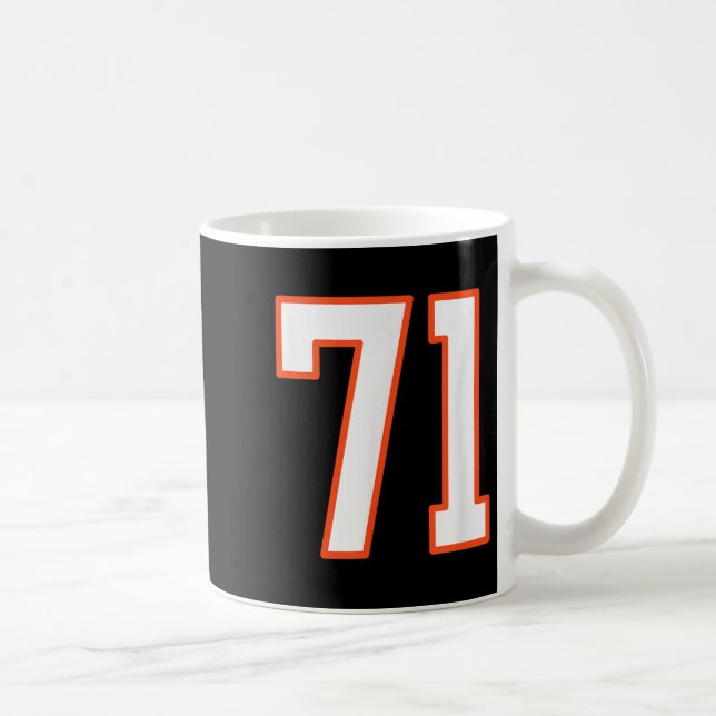 Orange Och Vit Srts Nummer 71 Tröja Uniform Pla Kaffemugg (Höger)