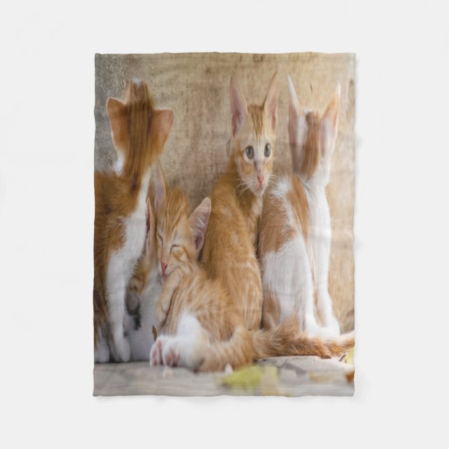 Orange och vit tabby kattunge/Lägg till ditt husdj Fleecefilt (Framsidan)