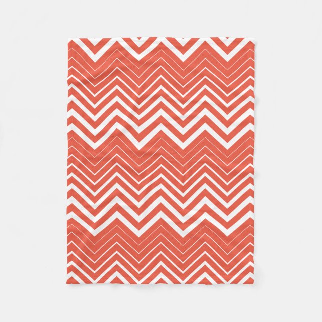 Orange och vit Zigzag Chevron Fleecefilt (Framsidan)