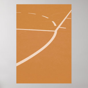 Orange och vita basketbollen linjer poster