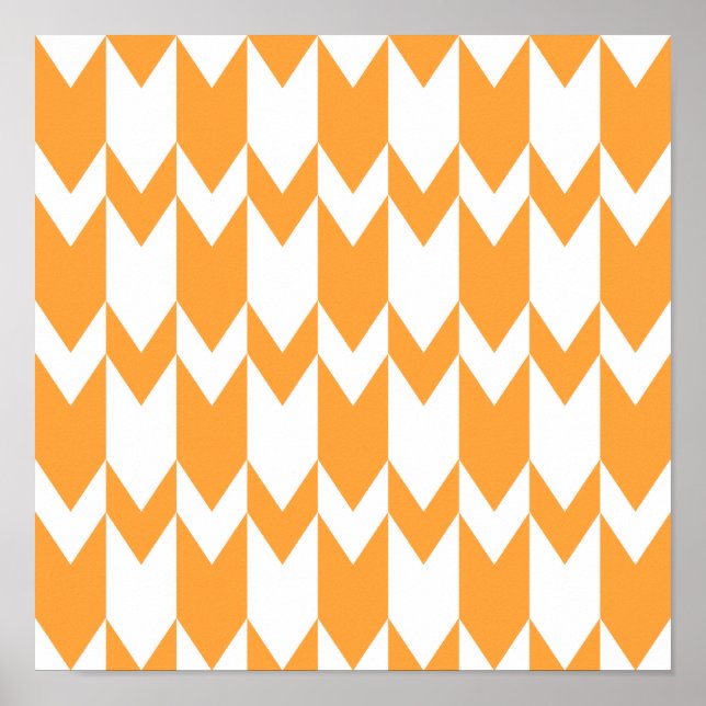 Orange och Vita Chevron Mönster. Poster (Framsidan)